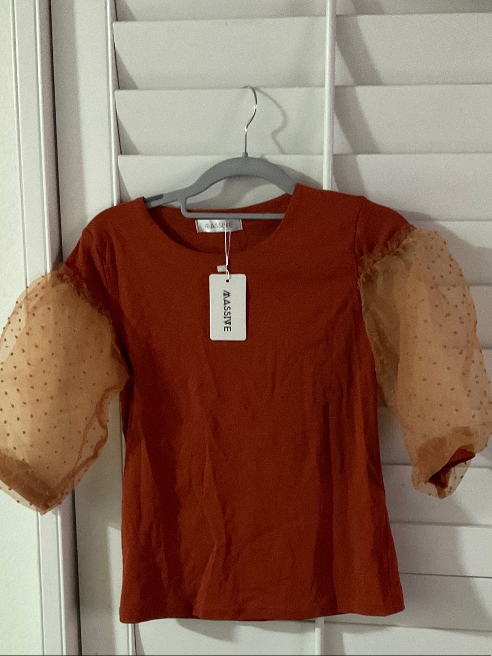 Massive Rust Puff-Sleeve Blouse
